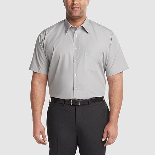 Van Heusen Big & Tall Mens Regular Fit Easy Care Short Sleeve Dress Shirt, 20, Gray