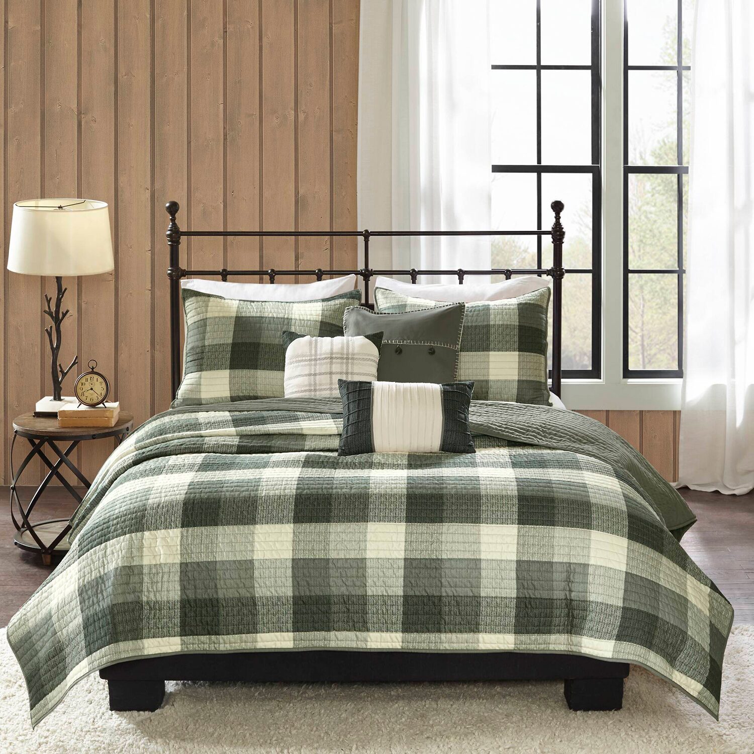 Madison Park Pioneer 6-Pc Printed Herringbone Quilt Set With Throw Pillows
