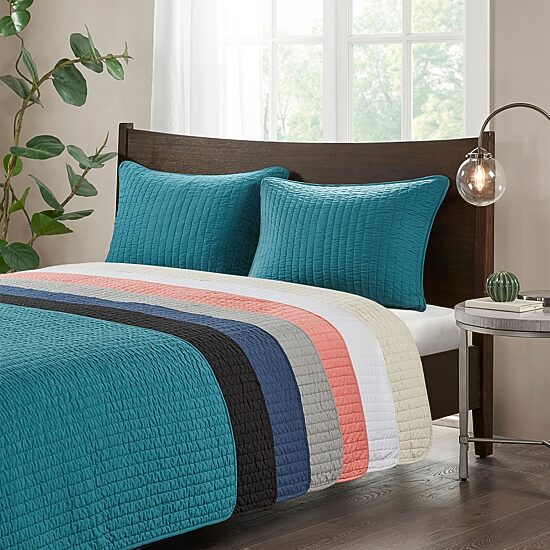 Madison Park Jaxson 3-Pc Quilt Set with Breathable Cotton-rich Blend Filling