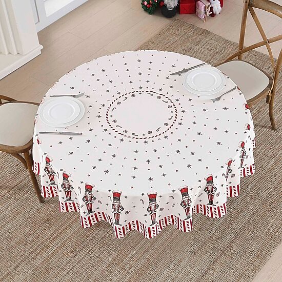 Avanti Nutcracker Candy Holiday Round Tablecloth