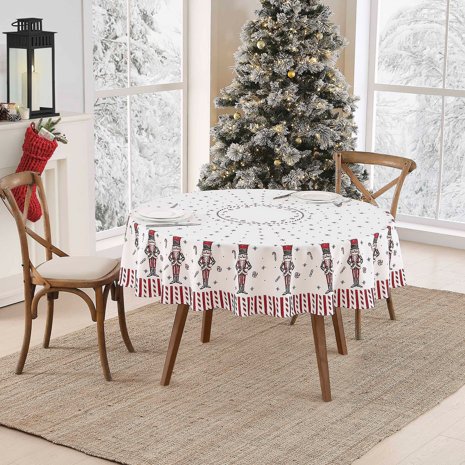 Avanti Nutcracker Candy Holiday Round Tablecloth