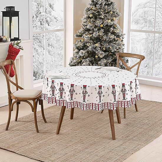 Avanti Nutcracker Candy Holiday Round Tablecloth