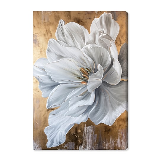ART REMEDY® "Bloom White Petals" Giclee Floral And Botanical Canvas Art