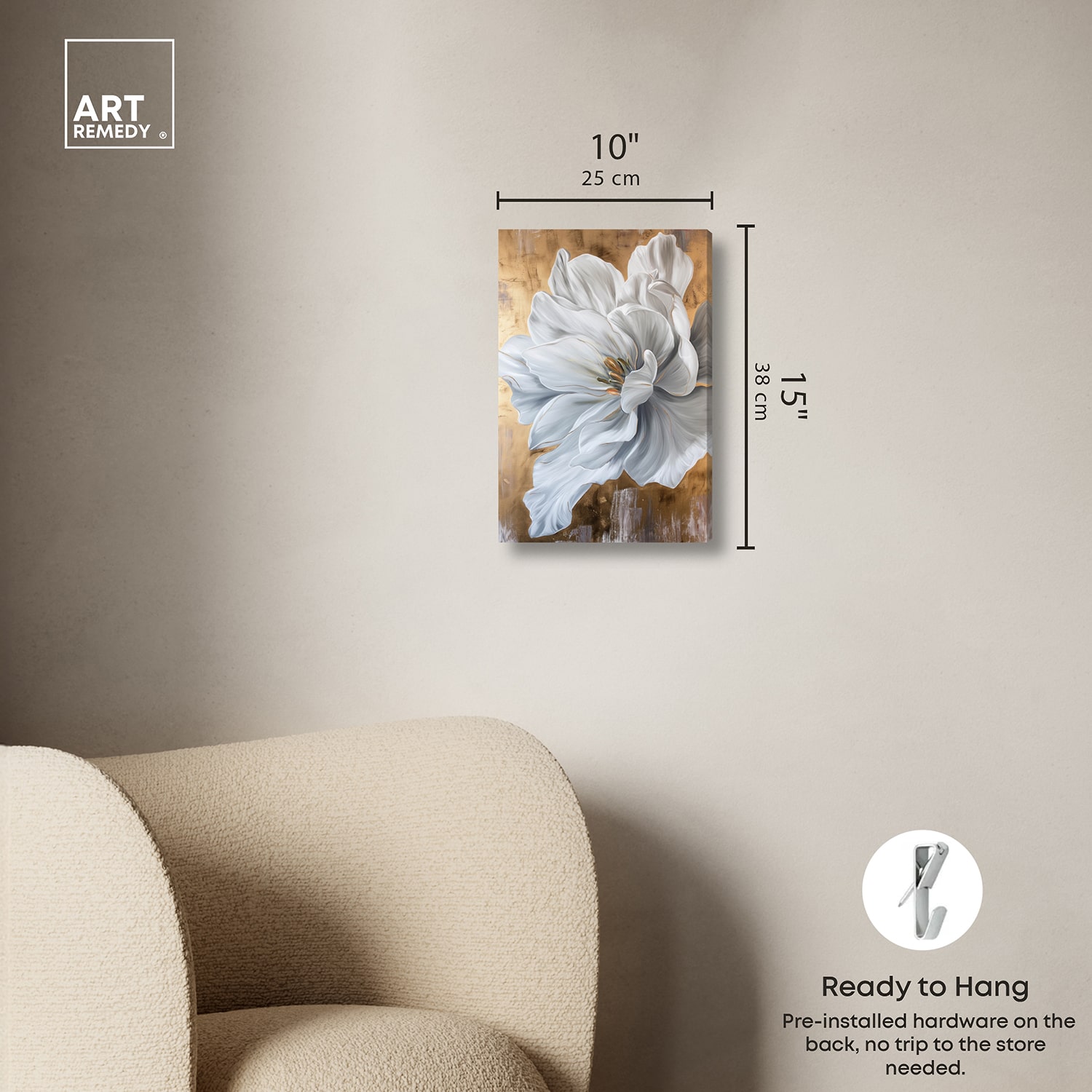 ART REMEDY® "Bloom White Petals" Giclee Floral And Botanical Canvas Art