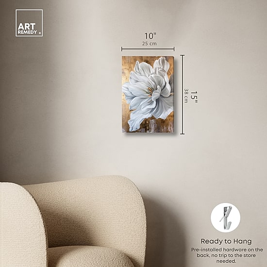 ART REMEDY® "Bloom White Petals" Giclee Floral And Botanical Canvas Art