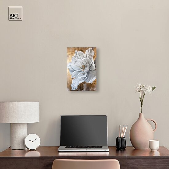 ART REMEDY® "Bloom White Petals" Giclee Floral And Botanical Canvas Art
