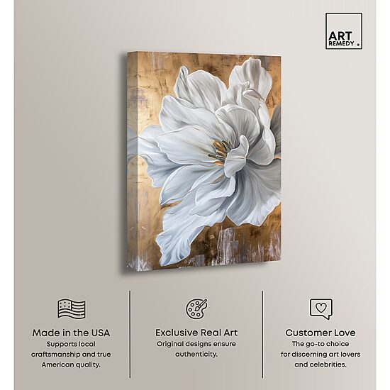 ART REMEDY® "Bloom White Petals" Giclee Floral And Botanical Canvas Art