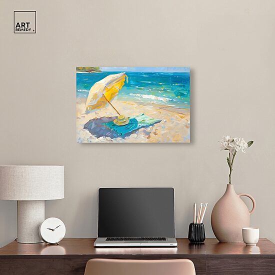 ART REMEDY® "Morning Beach View" Giclee Nautical And Coastal Canvas Art