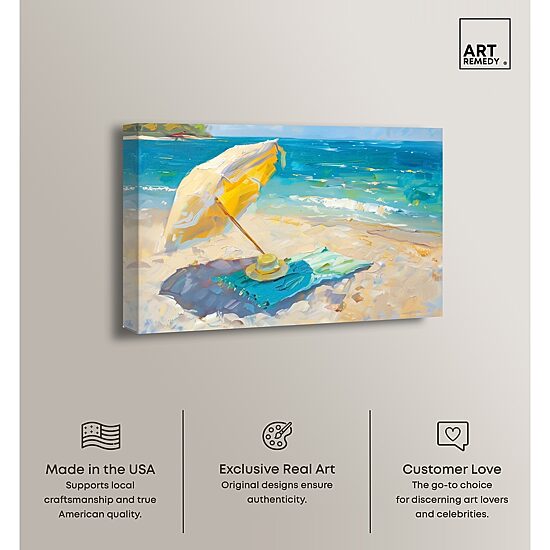 ART REMEDY® "Morning Beach View" Giclee Nautical And Coastal Canvas Art