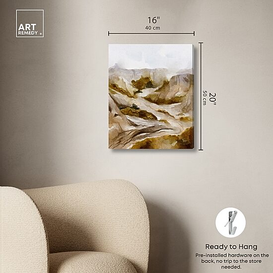 ART REMEDY® "Winter End Rock Mountain" Giclee Nature And Landscape Canvas Art