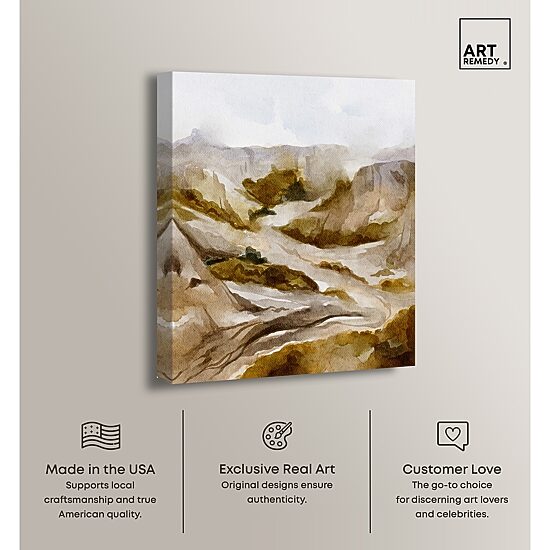 ART REMEDY® "Winter End Rock Mountain" Giclee Nature And Landscape Canvas Art