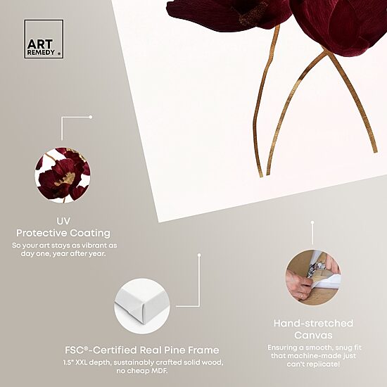 ART REMEDY® "Wine Flowers" Giclee Floral And Botanical Canvas Art