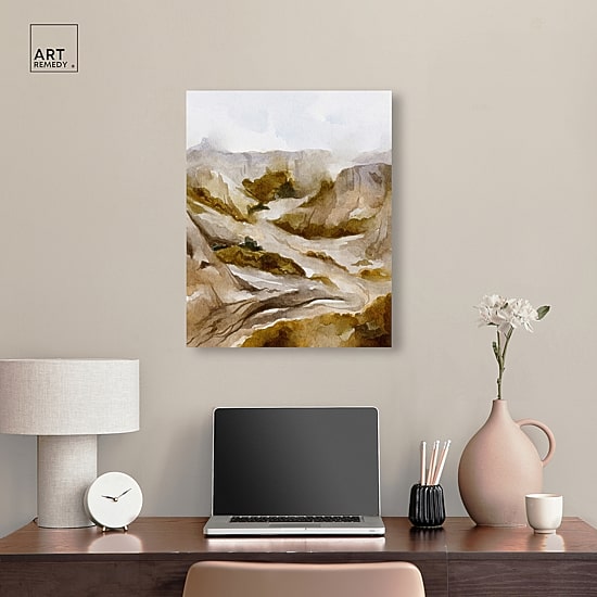 ART REMEDY® "Winter End Rock Mountain" Giclee Nature And Landscape Canvas Art