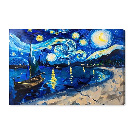 ART REMEDY® "Whimsical Night Sail" Giclee Nature And Landscape Canvas Art