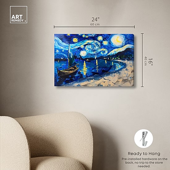 ART REMEDY® "Whimsical Night Sail" Giclee Nature And Landscape Canvas Art