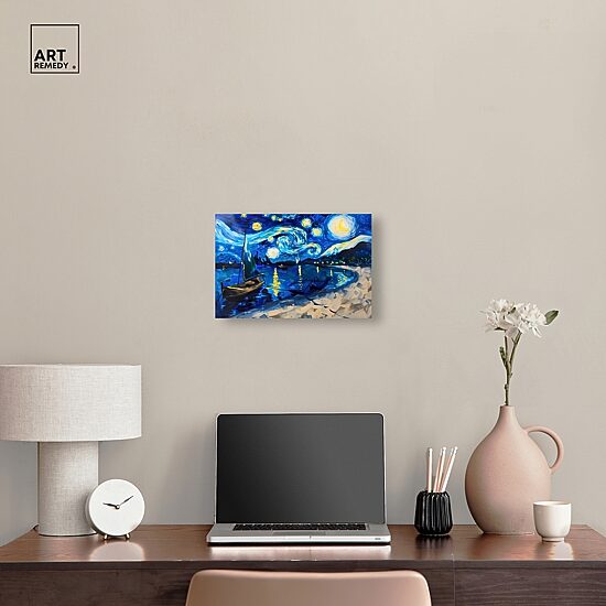 ART REMEDY® "Whimsical Night Sail" Giclee Nature And Landscape Canvas Art