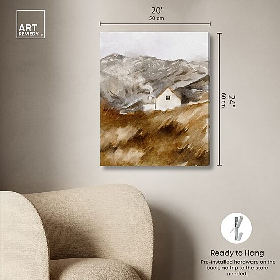 ART REMEDY® "House In The Mountains" Giclee Nature And Landscape Canvas Art