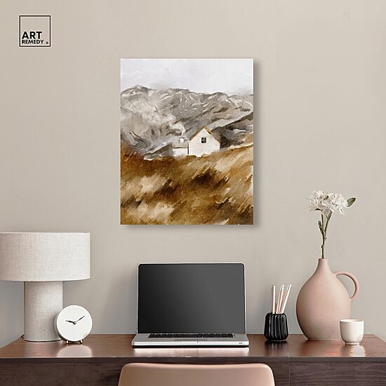 ART REMEDY® "House In The Mountains" Giclee Nature And Landscape Canvas Art