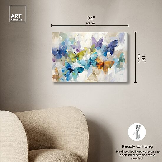 ART REMEDY® "Fluttering Butterflies" Giclee Animals Canvas Art