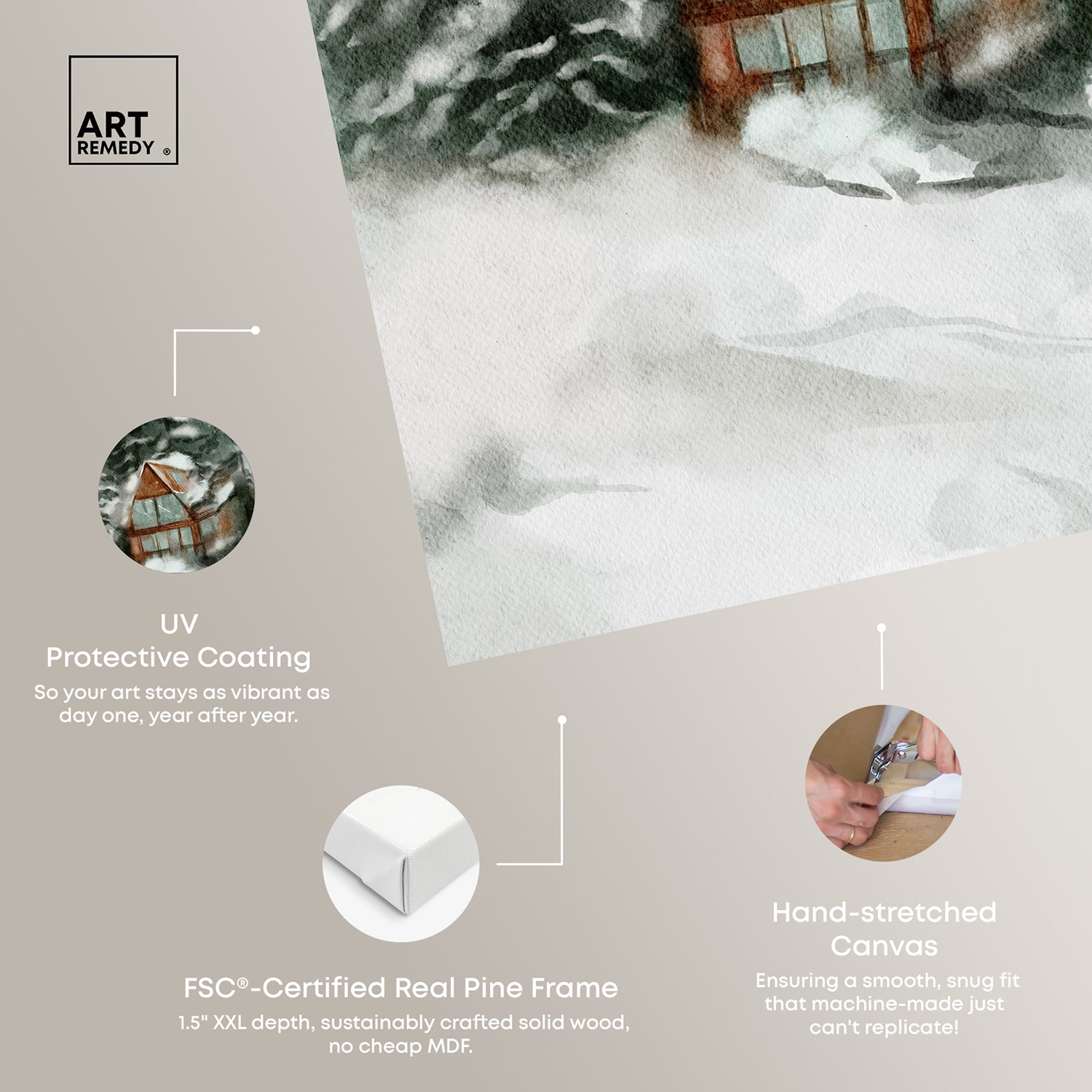 ART REMEDY® "Winter In December" Giclee Nature And Landscape Canvas Art