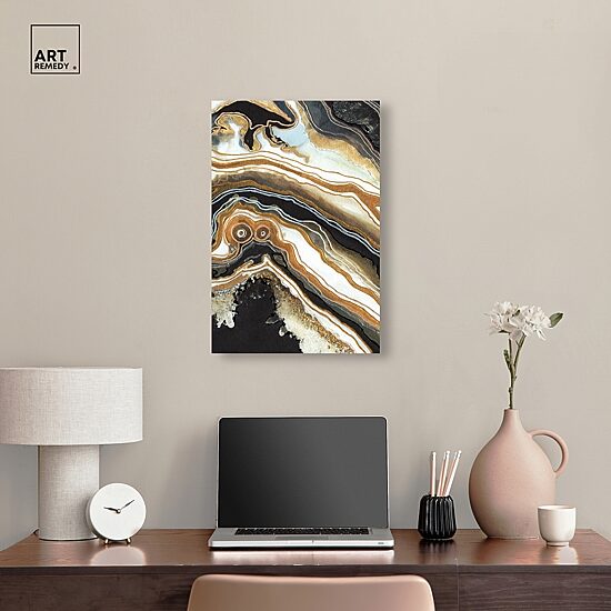 ART REMEDY® "Black And Gold Ii" Giclee Abstract Canvas Art