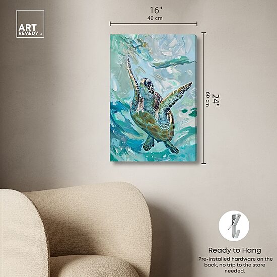ART REMEDY® "Serene Turtle" Giclee Animals Canvas Art