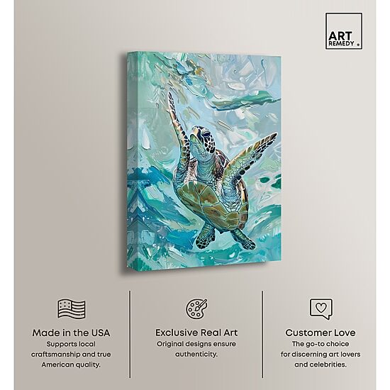 ART REMEDY® "Serene Turtle" Giclee Animals Canvas Art