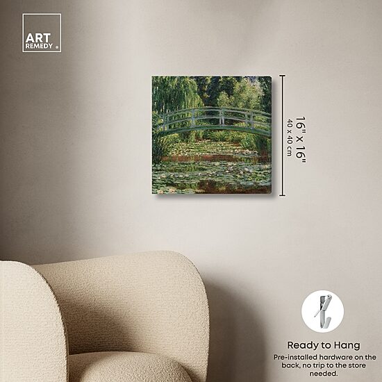 ART REMEDY® "Monet - The Japanese Footbridge And The Water Lily Pool Giverny" Giclee Floral And Botanical Canvas Art