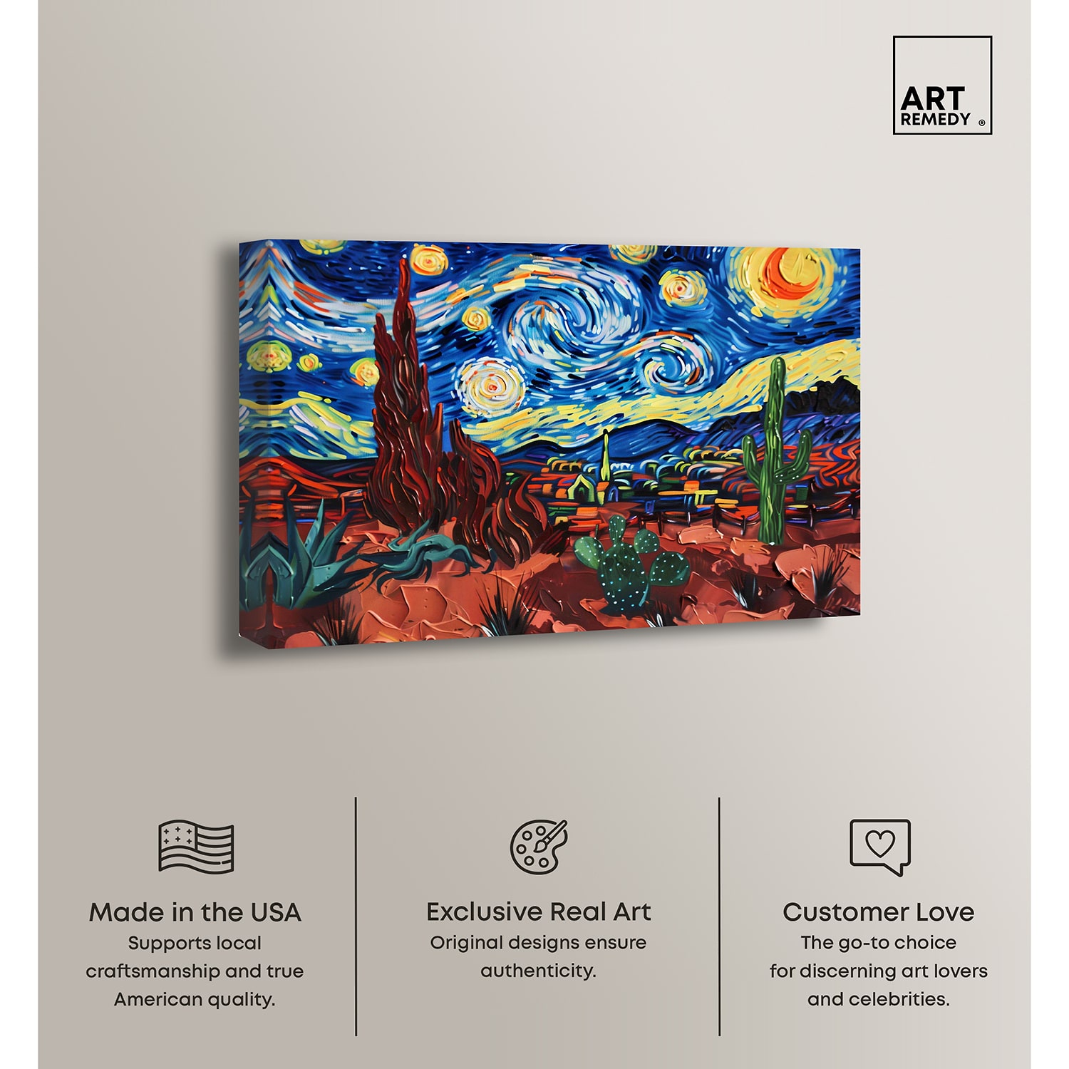 ART REMEDY® "Desert Night Stars" Giclee Classic And Figurative Canvas Art