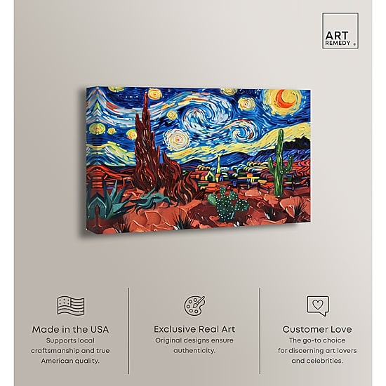 ART REMEDY® "Desert Night Stars" Giclee Classic And Figurative Canvas Art