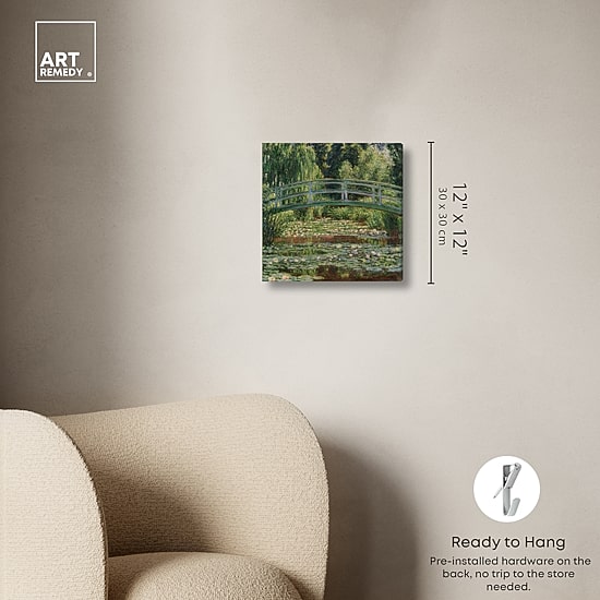 ART REMEDY® "Monet - The Japanese Footbridge And The Water Lily Pool Giverny" Giclee Floral And Botanical Canvas Art