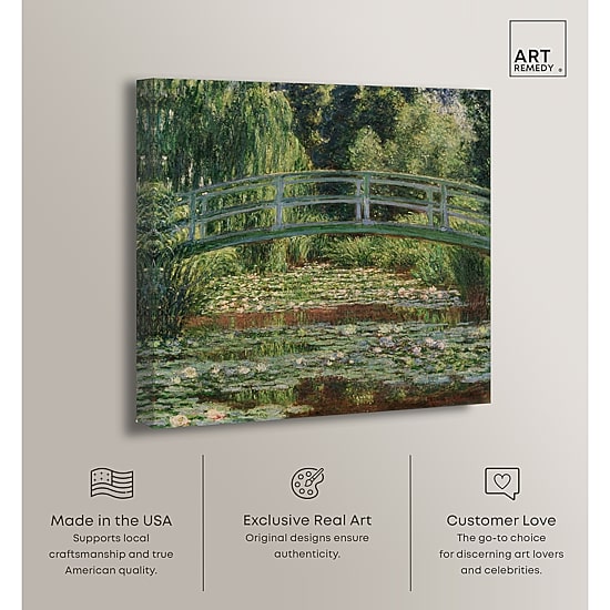 ART REMEDY® "Monet - The Japanese Footbridge And The Water Lily Pool Giverny" Giclee Floral And Botanical Canvas Art