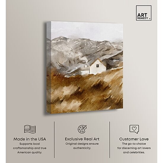 ART REMEDY® "House In The Mountains" Giclee Nature And Landscape Canvas Art