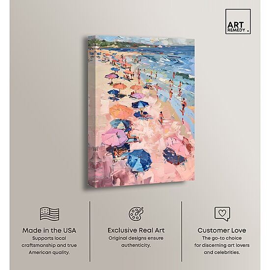 ART REMEDY® "Beach Side Joys" Giclee Nautical And Coastal Canvas Art