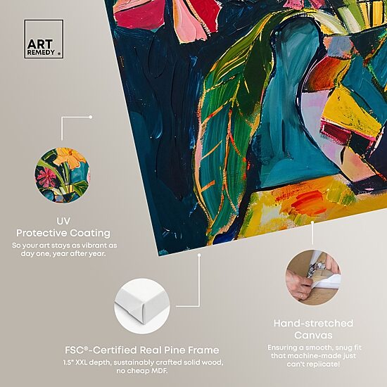 ART REMEDY® "Vase Of Bright Tropical Flowers Ii" Giclee Floral And Botanical Canvas Art
