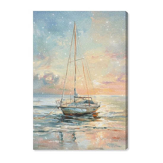 ART REMEDY® "Boat On The Shore" Giclee Nautical And Coastal Canvas Art