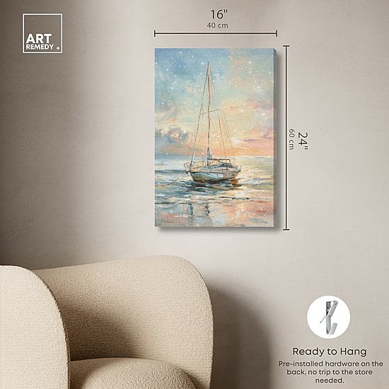 ART REMEDY® "Boat On The Shore" Giclee Nautical And Coastal Canvas Art