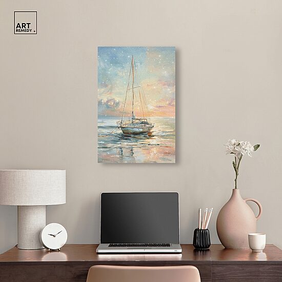 ART REMEDY® "Boat On The Shore" Giclee Nautical And Coastal Canvas Art