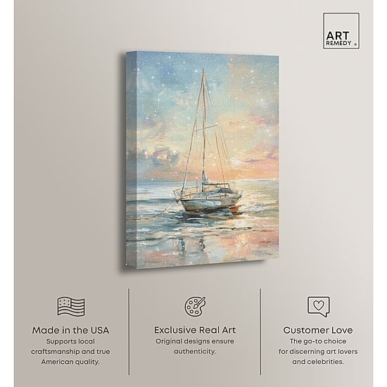 ART REMEDY® "Boat On The Shore" Giclee Nautical And Coastal Canvas Art