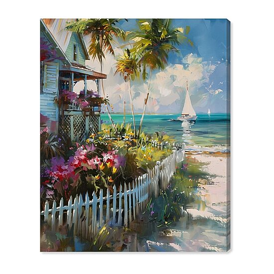 ART REMEDY® "Local Beach House" Giclee Nautical And Coastal Canvas Art