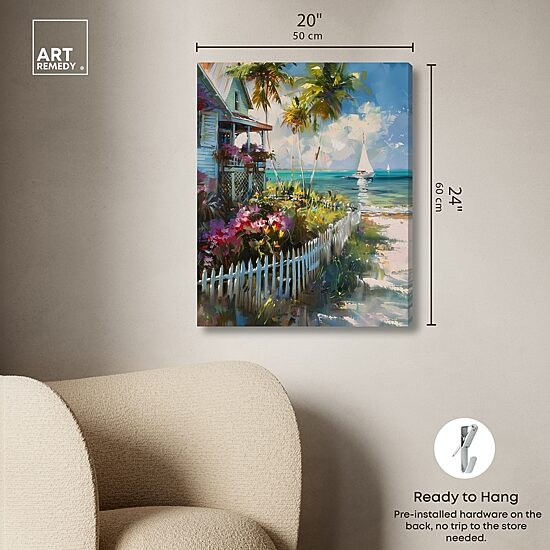 ART REMEDY® "Local Beach House" Giclee Nautical And Coastal Canvas Art