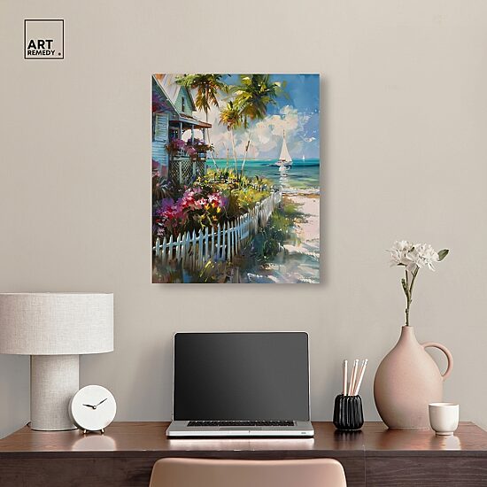 ART REMEDY® "Local Beach House" Giclee Nautical And Coastal Canvas Art