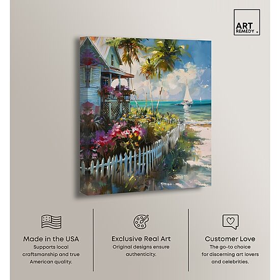 ART REMEDY® "Local Beach House" Giclee Nautical And Coastal Canvas Art