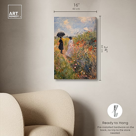 ART REMEDY® "Dawn Floral Mist Panoramic" Giclee Classic And Figurative Canvas Art