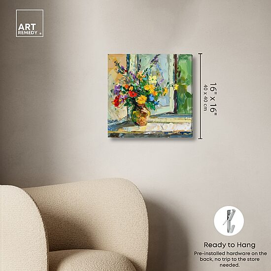ART REMEDY® "Vase By The Window" Giclee Floral And Botanical Canvas Art