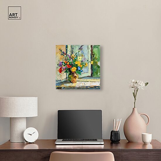 ART REMEDY® "Vase By The Window" Giclee Floral And Botanical Canvas Art