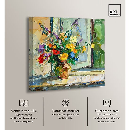 ART REMEDY® "Vase By The Window" Giclee Floral And Botanical Canvas Art