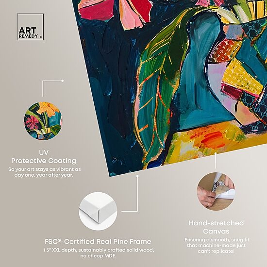 ART REMEDY® "Vase Of Tropical Flowers Ii" Giclee Floral And Botanical Canvas Art