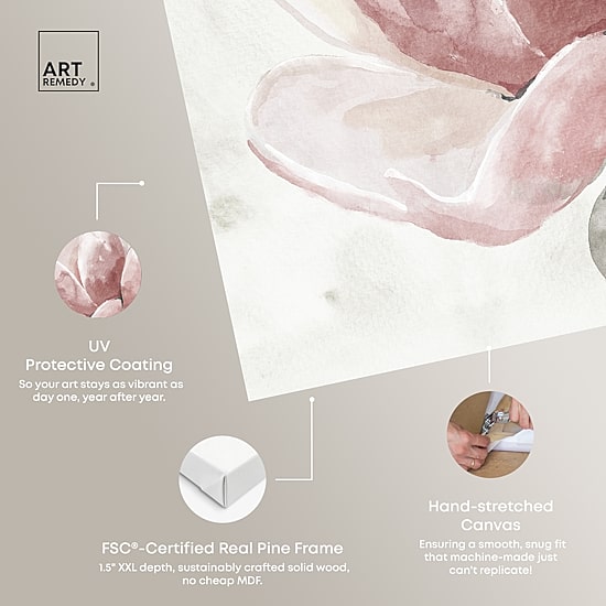 ART REMEDY® "Faded Blush Rose" Giclee Floral And Botanical Canvas Art