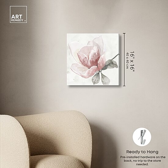 ART REMEDY® "Faded Blush Rose" Giclee Floral And Botanical Canvas Art